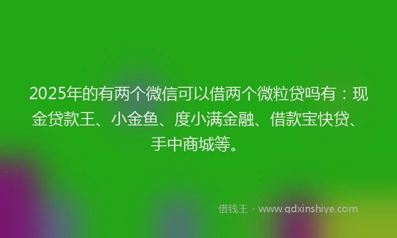 2025年的有两个微信可以借两个微粒贷吗有：现金贷款王、小金鱼、度小满金融、借款宝快贷、手中商城等。