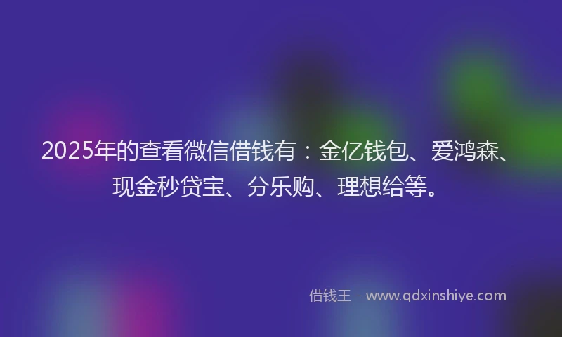 2025年的查看微信借钱有：金亿钱包、爱鸿森、现金秒贷宝、分乐购、理想给等。