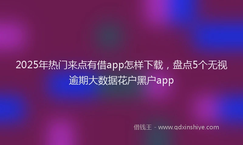 2025年热门来点有借app怎样下载，盘点5个无视逾期大数据花户黑户app
