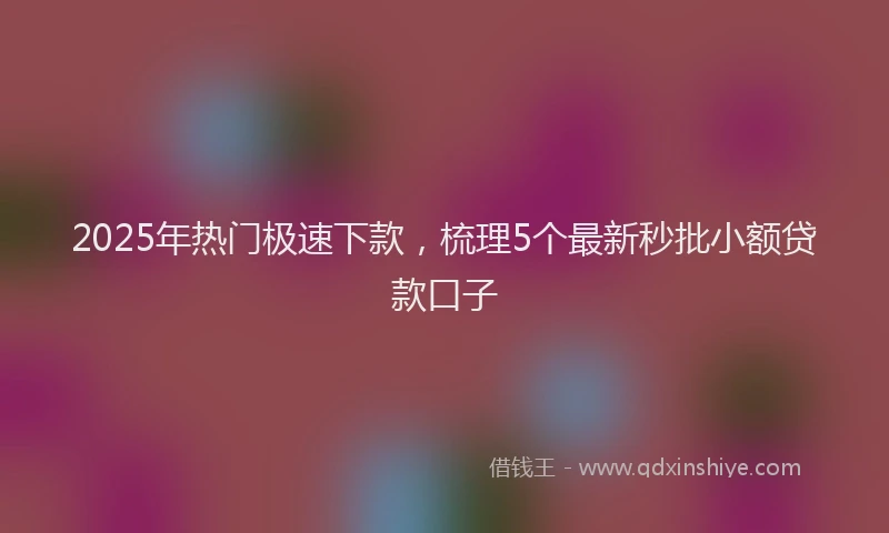2025年热门极速下款，梳理5个最新秒批小额贷款口子