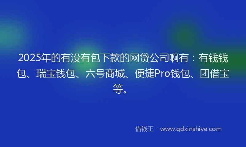 2025年的有没有包下款的网贷公司啊有：有钱钱包、瑞宝钱包、六号商城、便捷Pro钱包、团借宝等。