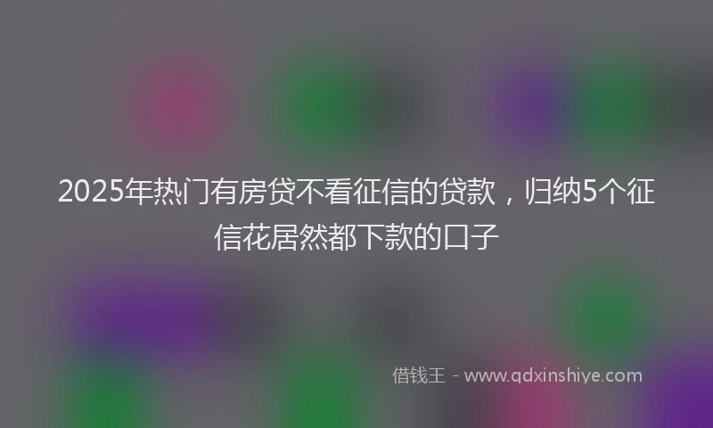 2025年热门有房贷不看征信的贷款，归纳5个征信花居然都下款的口子