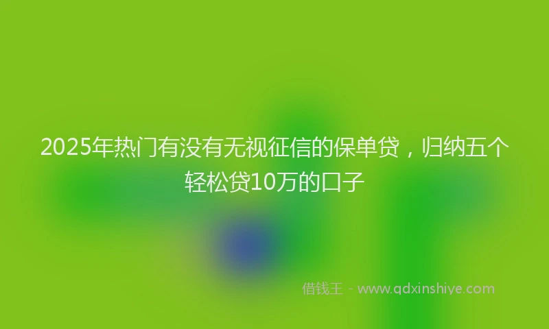 2025年热门有没有无视征信的保单贷，归纳五个轻松贷10万的口子