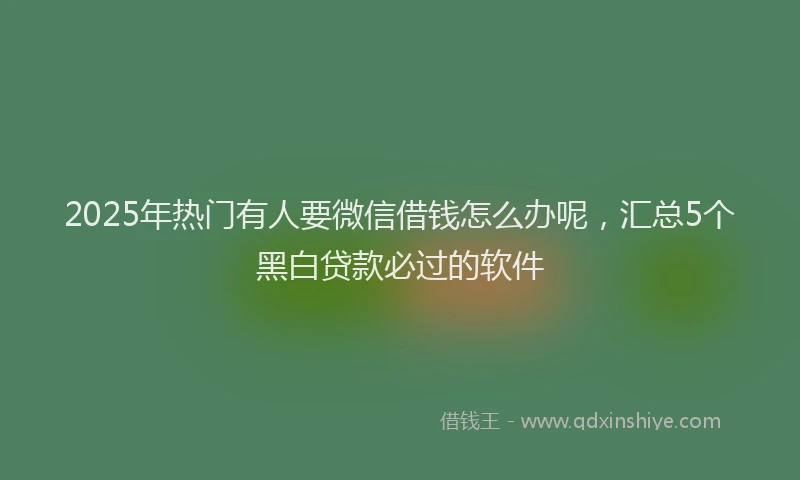2025年热门有人要微信借钱怎么办呢，汇总5个黑白贷款必过的软件