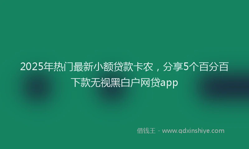 2025年热门最新小额贷款卡农，分享5个百分百下款无视黑白户网贷app