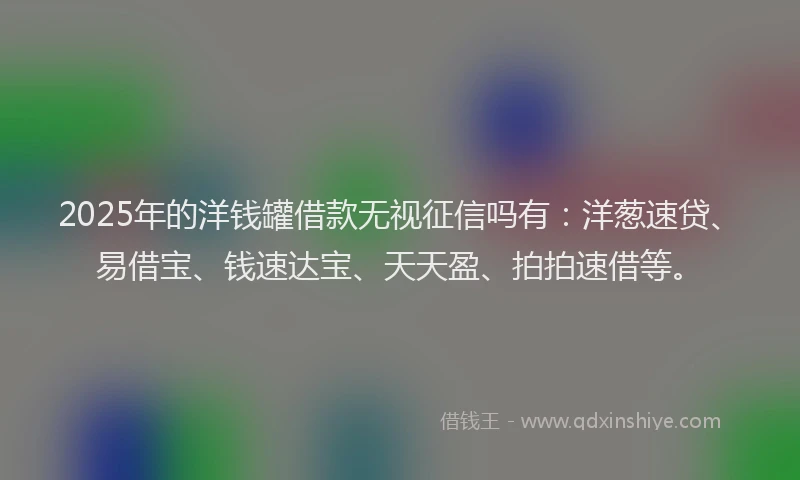 2025年的洋钱罐借款无视征信吗有：洋葱速贷、易借宝、钱速达宝、天天盈、拍拍速借等。