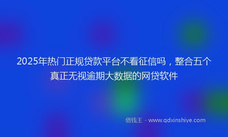 2025年热门正规贷款平台不看征信吗，整合五个真正无视逾期大数据的网贷软件