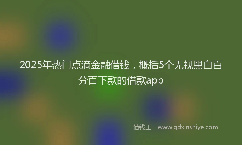 2025年热门点滴金融借钱，概括5个无视黑白百分百下款的借款app