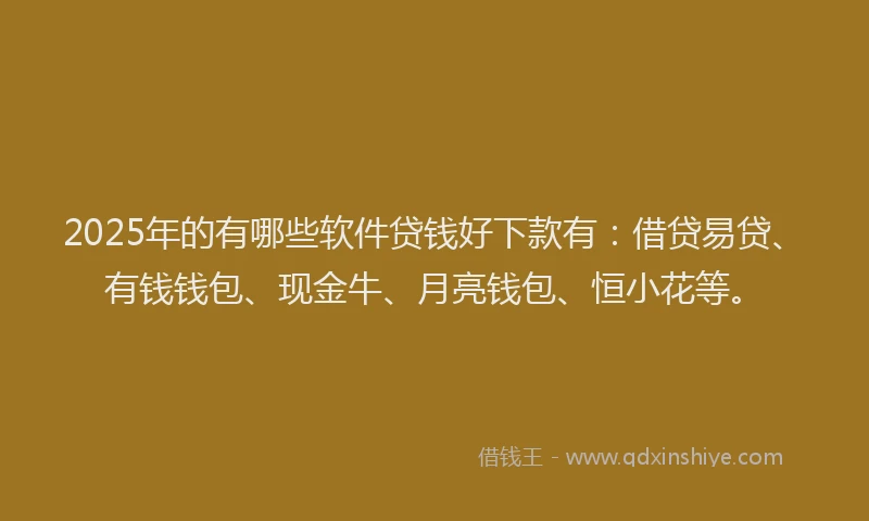 2025年的有哪些软件贷钱好下款有:借贷易贷、有钱钱包、现金牛、月亮钱包、恒小花等。