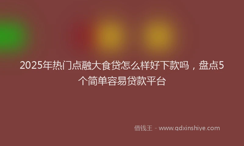 2025年热门点融大食贷怎么样好下款吗，盘点5个简单容易贷款平台