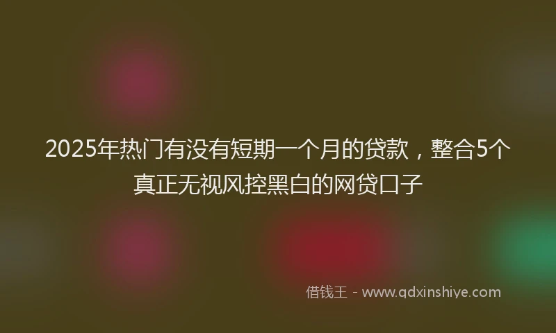 2025年热门有没有短期一个月的贷款，整合5个真正无视风控黑白的网贷口子