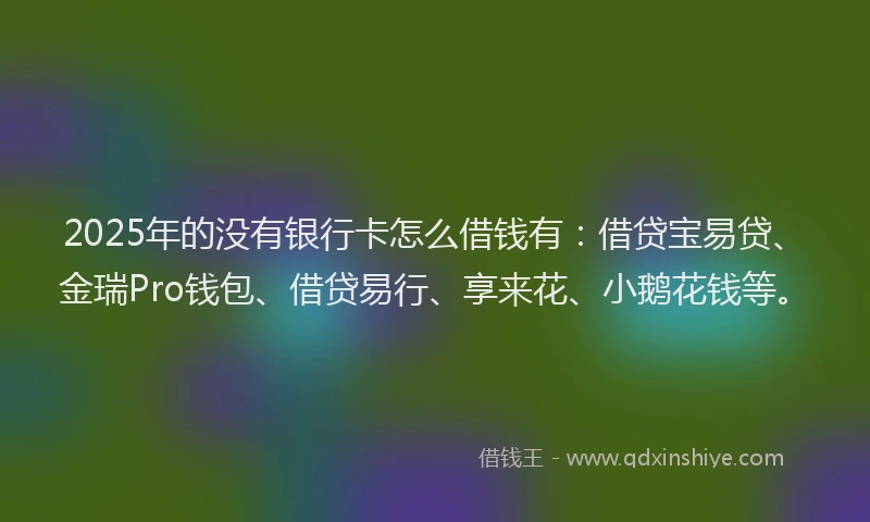 2025年的没有银行卡怎么借钱有：借贷宝易贷、金瑞Pro钱包、借贷易行、享来花、小鹅花钱等。