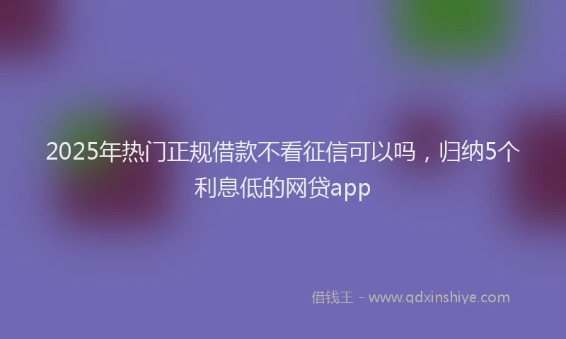 2025年热门正规借款不看征信可以吗，归纳5个利息低的网贷app
