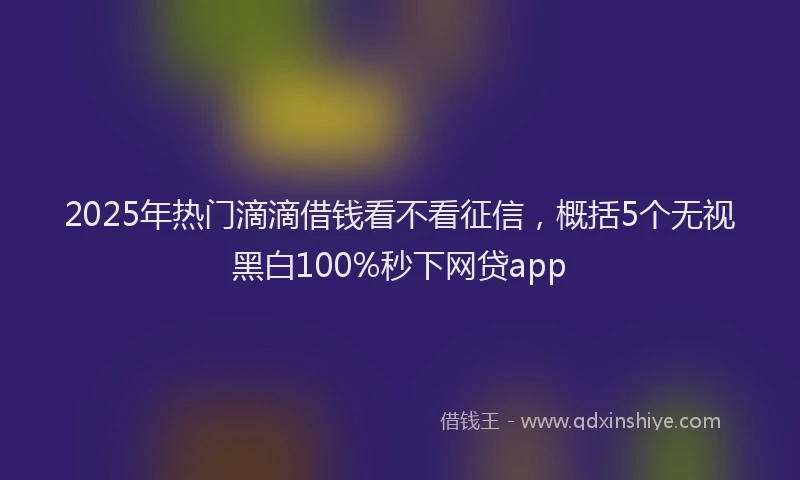 2025年热门滴滴借钱看不看征信,概括5个无视黑白100%秒下网贷app
