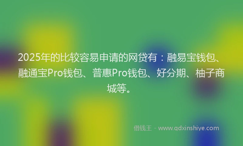 2025年的比较容易申请的网贷有：融易宝钱包、融通宝Pro钱包、普惠Pro钱包、好分期、柚子商城等。