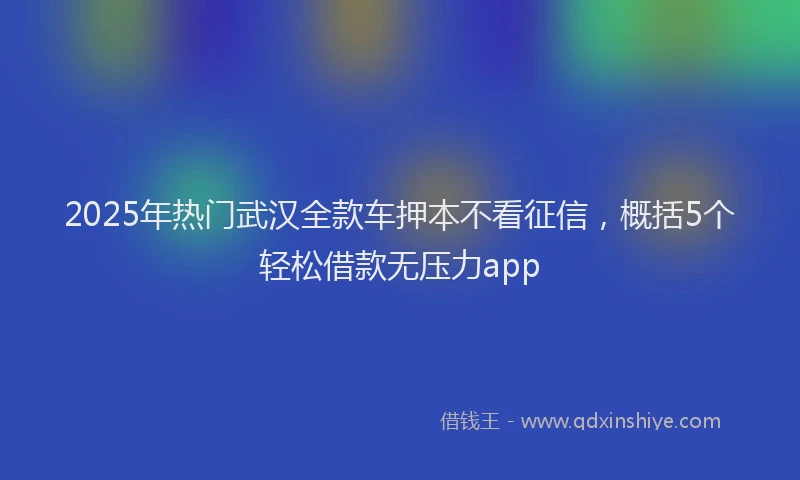 2025年热门武汉全款车押本不看征信，概括5个轻松借款无压力app