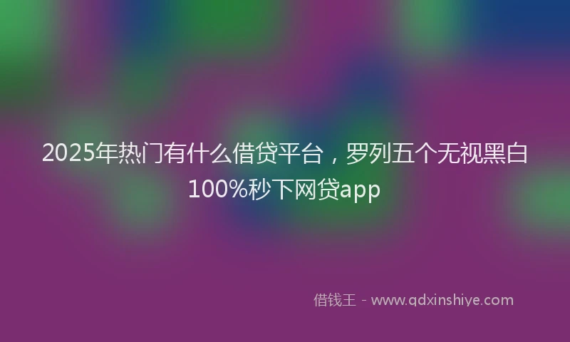 2025年热门有什么借贷平台，罗列五个无视黑白100%秒下网贷app