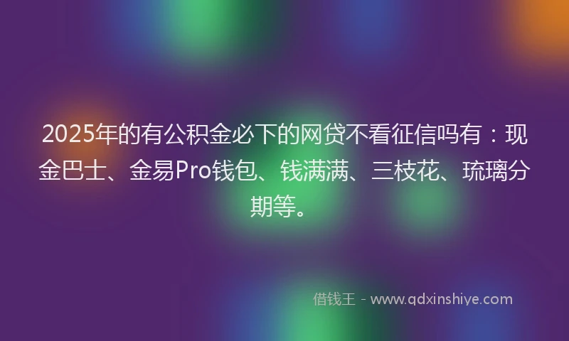 2025年的有公积金必下的网贷不看征信吗有：现金巴士、金易Pro钱包、钱满满、三枝花、琉璃分期等。