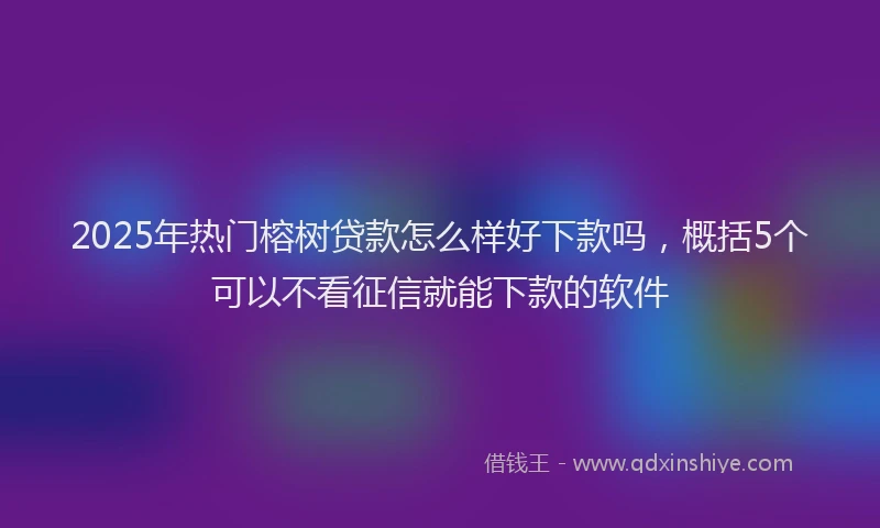 2025年热门榕树贷款怎么样好下款吗，概括5个可以不看征信就能下款的软件