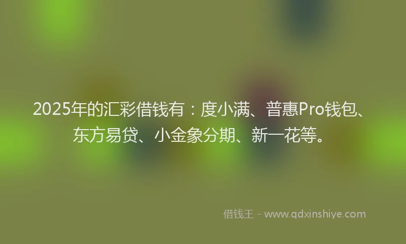 2025年的汇彩借钱有：度小满、普惠Pro钱包、东方易贷、小金象分期、新一花等。