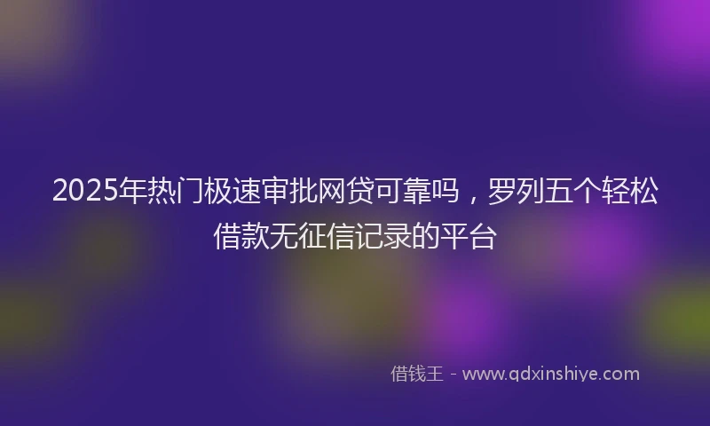 2025年热门极速审批网贷可靠吗，罗列五个轻松借款无征信记录的平台