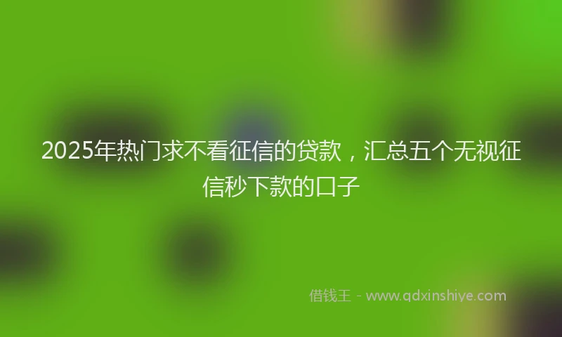 2025年热门求不看征信的贷款，汇总五个无视征信秒下款的口子