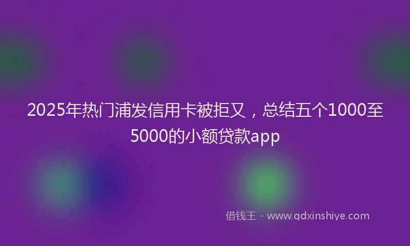 2025年热门浦发信用卡被拒又，总结五个1000至5000的小额贷款app