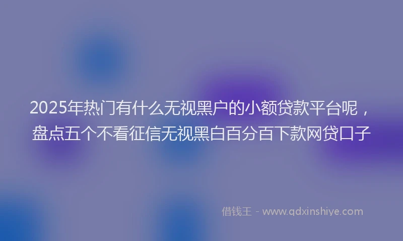 2025年热门有什么无视黑户的小额贷款平台呢，盘点五个不看征信无视黑白百分百下款网贷口子