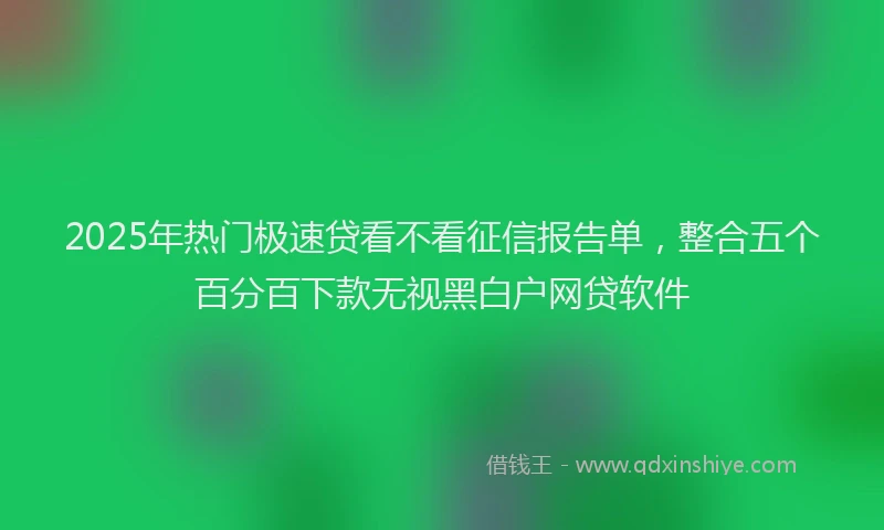 2025年热门极速贷看不看征信报告单，整合五个百分百下款无视黑白户网贷软件