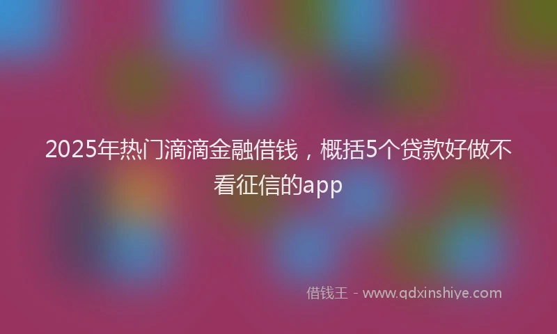 2025年热门滴滴金融借钱，概括5个贷款好做不看征信的app