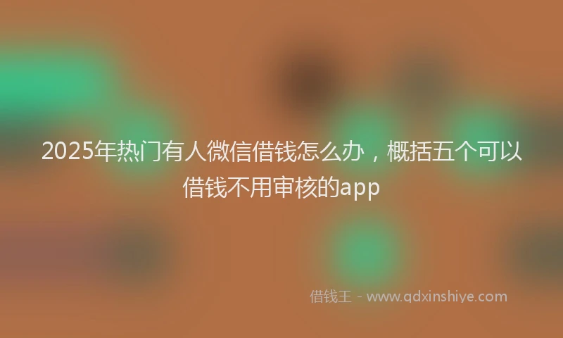 2025年热门有人微信借钱怎么办，概括五个可以借钱不用审核的app