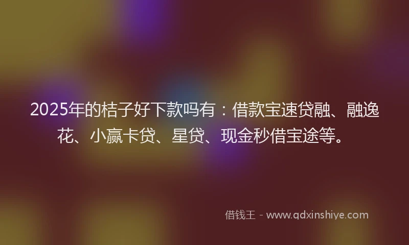 2025年的桔子好下款吗有：借款宝速贷融、融逸花、小赢卡贷、星贷、现金秒借宝途等。