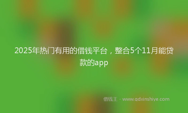 2025年热门有用的借钱平台，整合5个11月能贷款的app