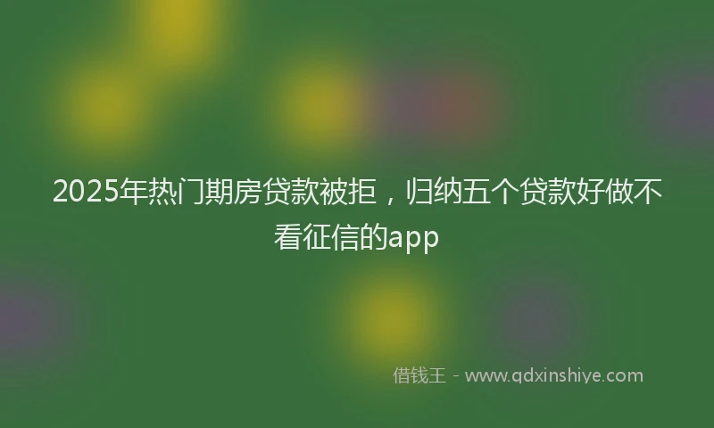 2025年热门期房贷款被拒，归纳五个贷款好做不看征信的app
