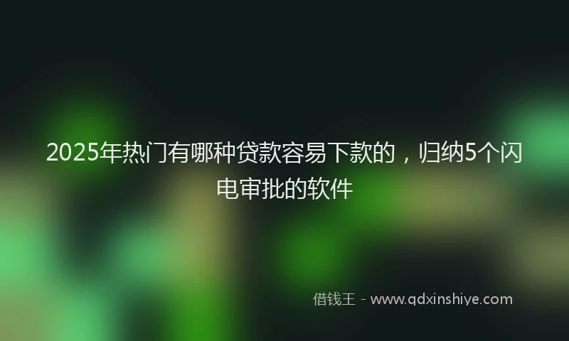 2025年热门有哪种贷款容易下款的,归纳5个闪电审批的软件
