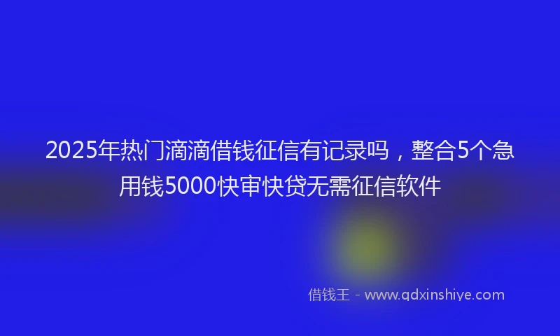 2025年热门滴滴借钱征信有记录吗，整合5个急用钱5000快审快贷无需征信软件