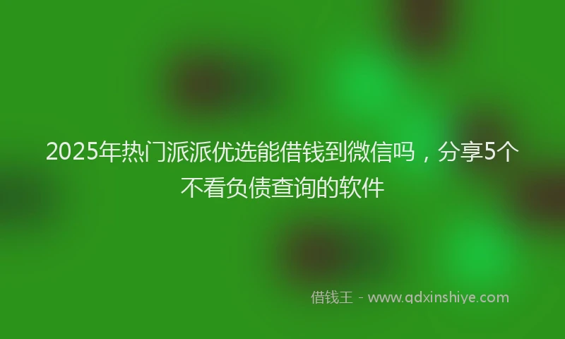 2025年热门派派优选能借钱到微信吗，分享5个不看负债查询的软件
