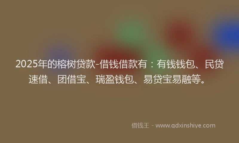 2025年的榕树贷款-借钱借款有：有钱钱包、民贷速借、团借宝、瑞盈钱包、易贷宝易融等。