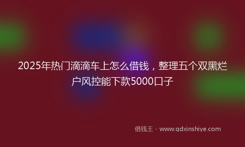 2025年热门滴滴车上怎么借钱，整理五个双黑烂户风控能下款5000口子