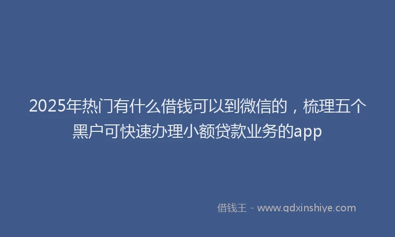 2025年热门有什么借钱可以到微信的，梳理五个黑户可快速办理小额贷款业务的app