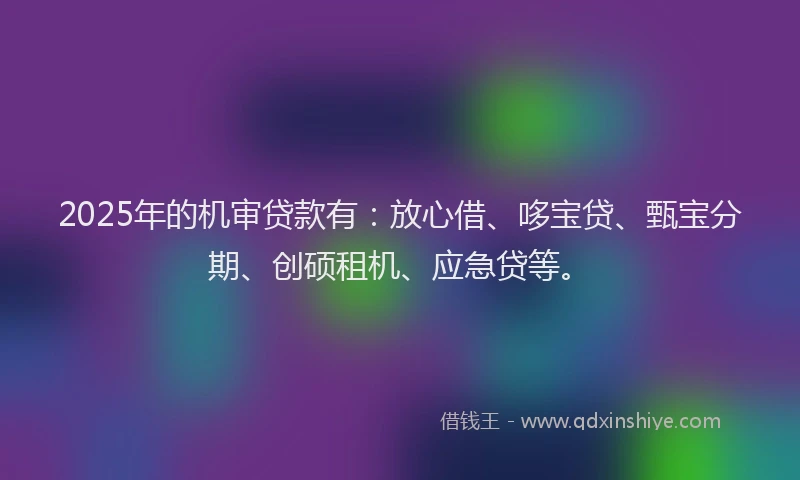 2025年的机审贷款有:放心借、哆宝贷、甄宝分期、创硕租机、应急贷等。