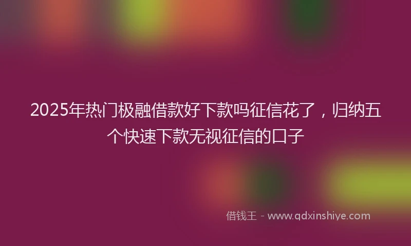 2025年热门极融借款好下款吗征信花了，归纳五个快速下款无视征信的口子