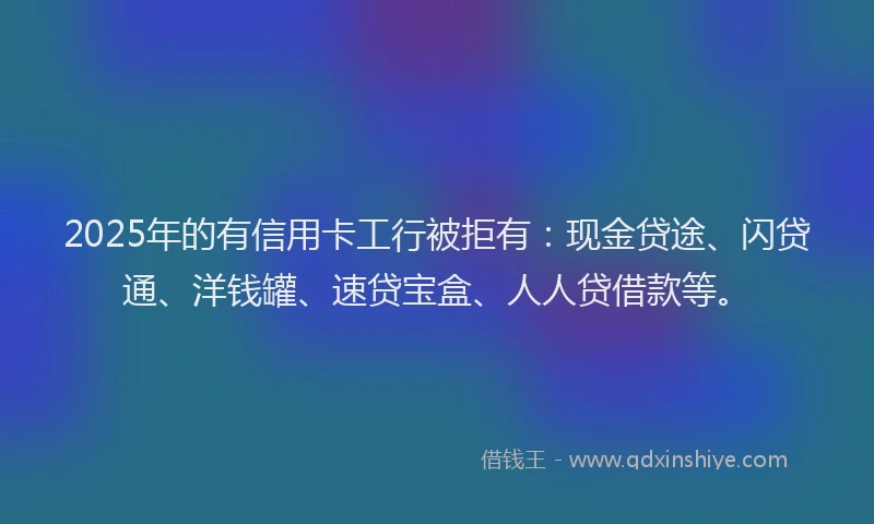 2025年的有信用卡工行被拒有：现金贷途、闪贷通、洋钱罐、速贷宝盒、人人贷借款等。
