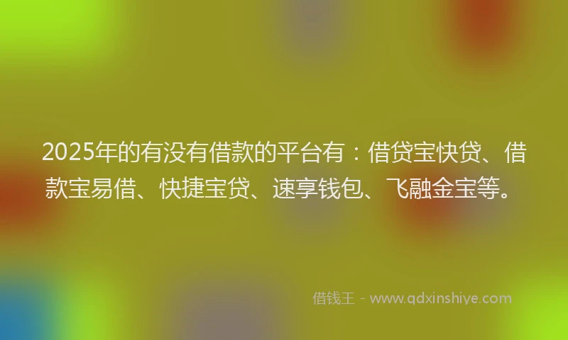 2025年的有没有借款的平台有:借贷宝快贷、借款宝易借、快捷宝贷、速享钱包、飞融金宝等。