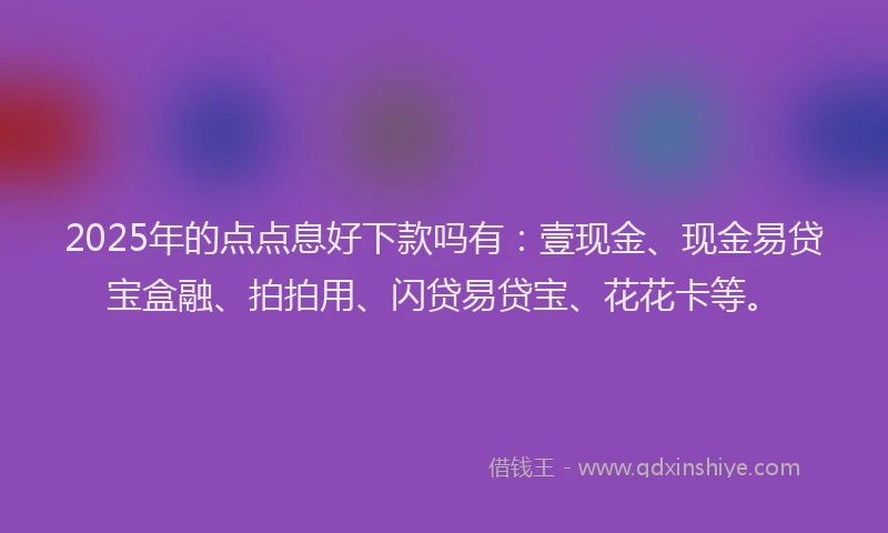 2025年的点点息好下款吗有：壹现金、现金易贷宝盒融、拍拍用、闪贷易贷宝、花花卡等。