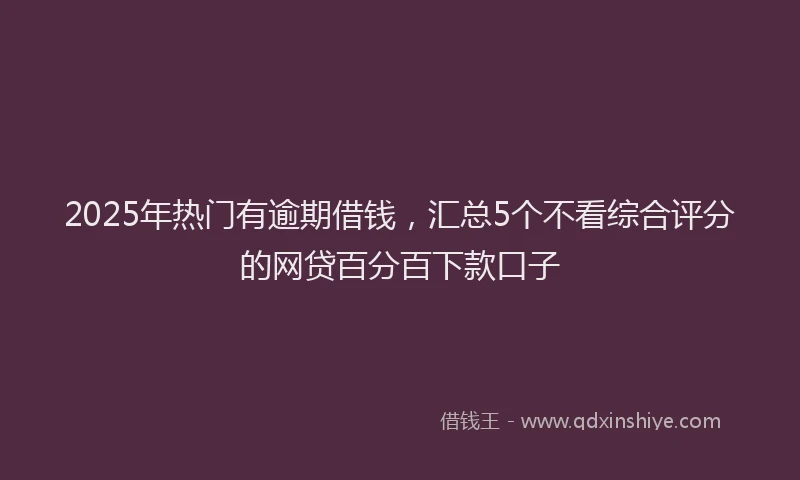 2025年热门有逾期借钱,汇总5个不看综合评分的网贷百分百下款口子