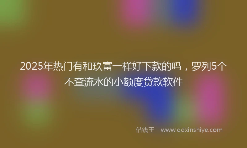 2025年热门有和玖富一样好下款的吗，罗列5个不查流水的小额度贷款软件