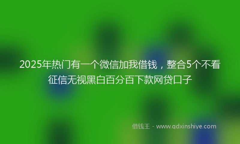 2025年热门有一个微信加我借钱，整合5个不看征信无视黑白百分百下款网贷口子
