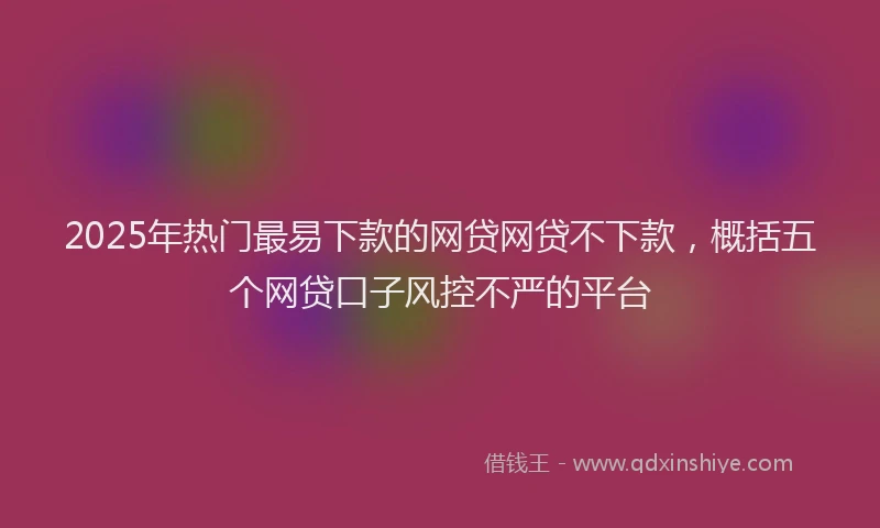 2025年热门最易下款的网贷网贷不下款，概括五个网贷口子风控不严的平台