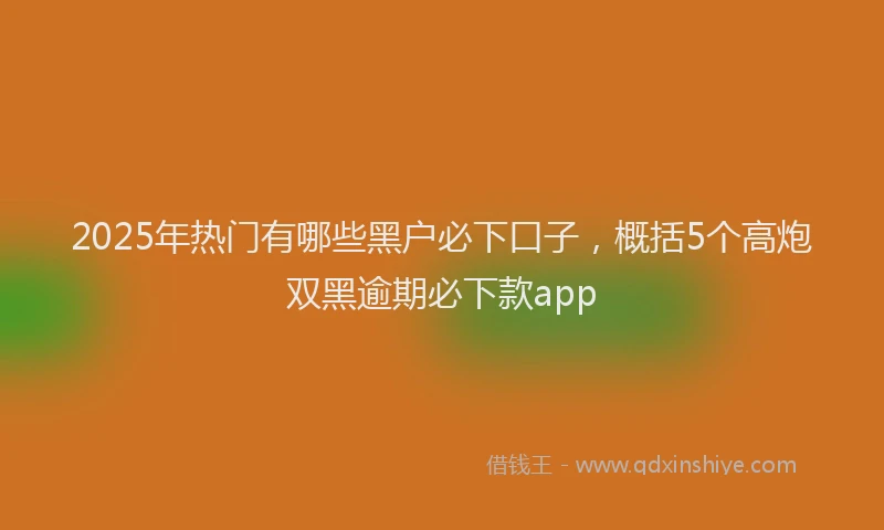 2025年热门有哪些黑户必下口子，概括5个高炮双黑逾期必下款app
